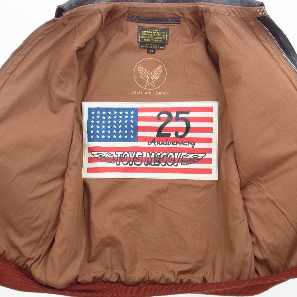 TOY'S McCOY トイズマッコイ TMJ2123 A-2 ROUGH WEAR CLOTHING MIGHTY EIGHTH 25周年モデル ラフウェア実名復刻 フライト ジャケット ミリタリー ダークブラウン系 38【中古】