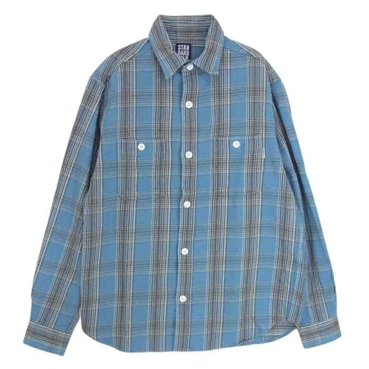 STANDARD CALIFORNIA スタンダードカリフォルニア FLANNEL CHECK SHIRT BLUE フランネル チェックシャツ ブルー系 S【極上美品】【中古】