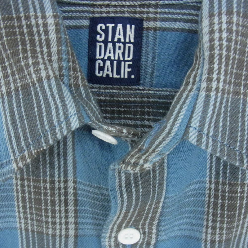 STANDARD CALIFORNIA スタンダードカリフォルニア FLANNEL CHECK SHIRT BLUE フランネル チェックシャツ ブルー系 S【極上美品】【中古】