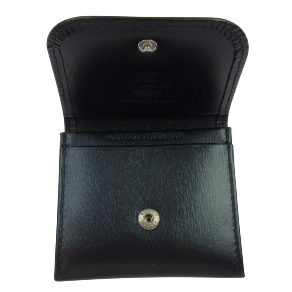 WHITE HOUSE COX ホワイトハウスコックス S2398 英国製 INDIVIDUAL COLLECTION COIN CASE カーフレザー ハーフベジタブルタンニング 薄型 コインケース 小銭入れ ブラック系【美品】【中古】