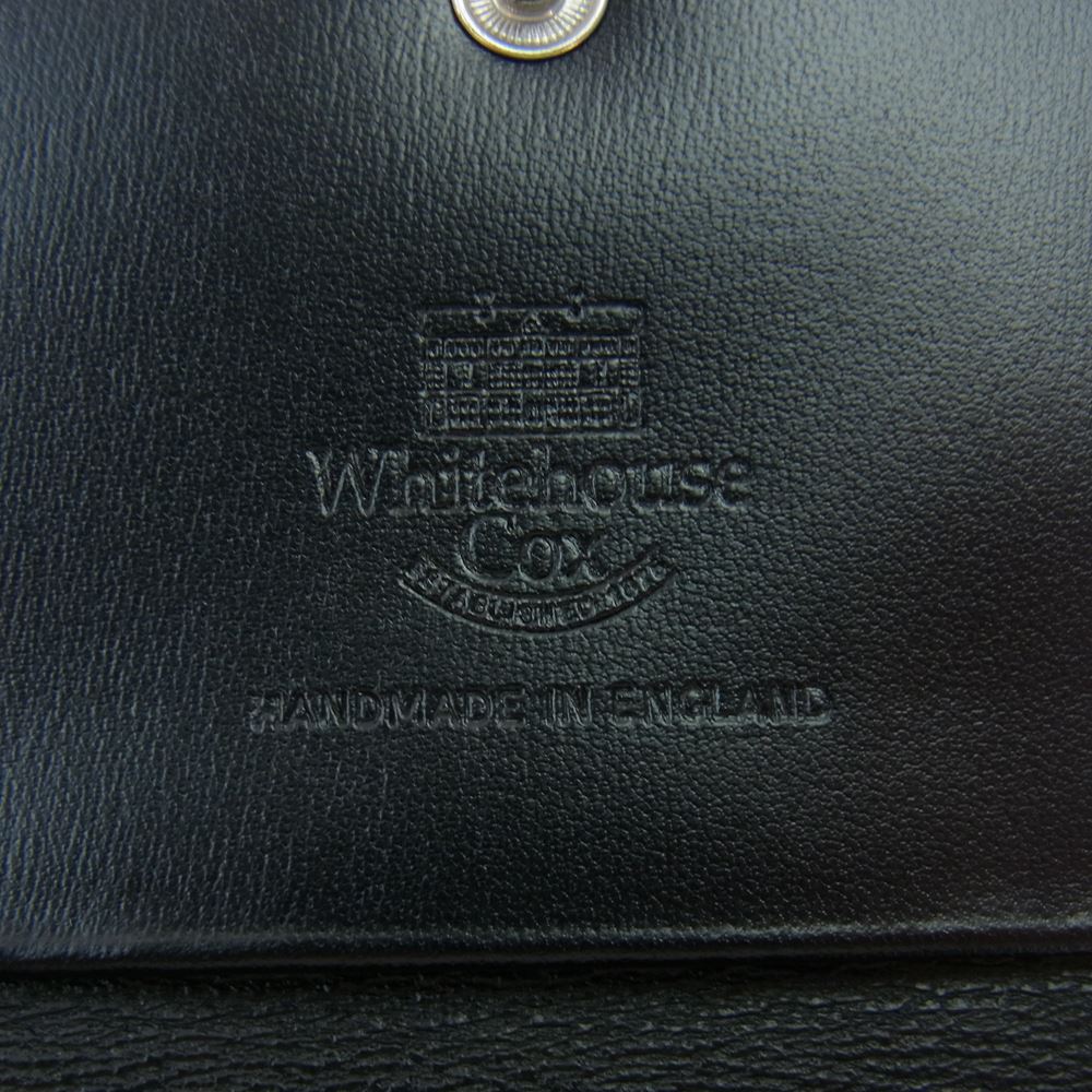 WHITE HOUSE COX ホワイトハウスコックス S2398 英国製 INDIVIDUAL COLLECTION COIN CASE カーフレザー ハーフベジタブルタンニング 薄型 コインケース 小銭入れ ブラック系【美品】【中古】