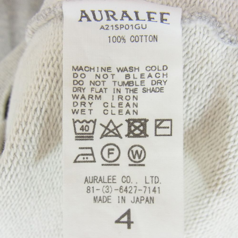 AURALEE オーラリー 21SS A21SP01GU SUPER SOFT SWEAT BIG P/O PARKA スーパー ソフト スウェット ビッグ プルオーバー パーカー グレー系 4【中古】