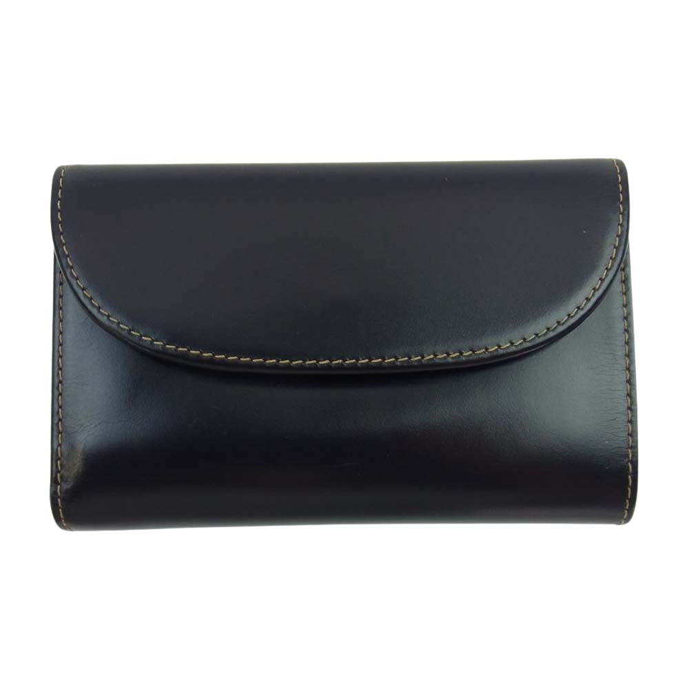WHITE HOUSE COX ホワイトハウスコックス S7660 英国製 3FOLD WALLET BRIDLE NAVY ブライドル ネイビー 三つ折り財布 レザー ウォレット ダークネイビー系【美品】【中古】