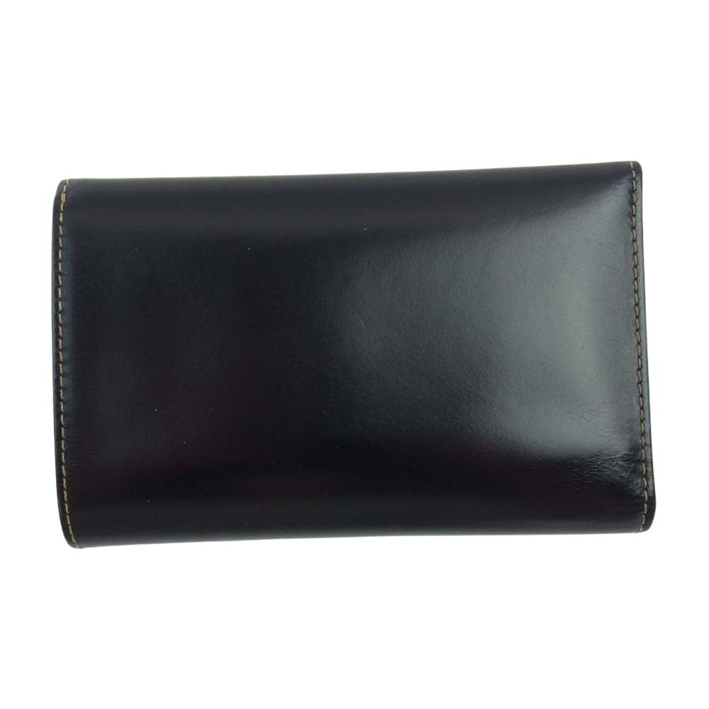 WHITE HOUSE COX ホワイトハウスコックス S7660 英国製 3FOLD WALLET BRIDLE NAVY ブライドル ネイビー 三つ折り財布 レザー ウォレット ダークネイビー系【美品】【中古】