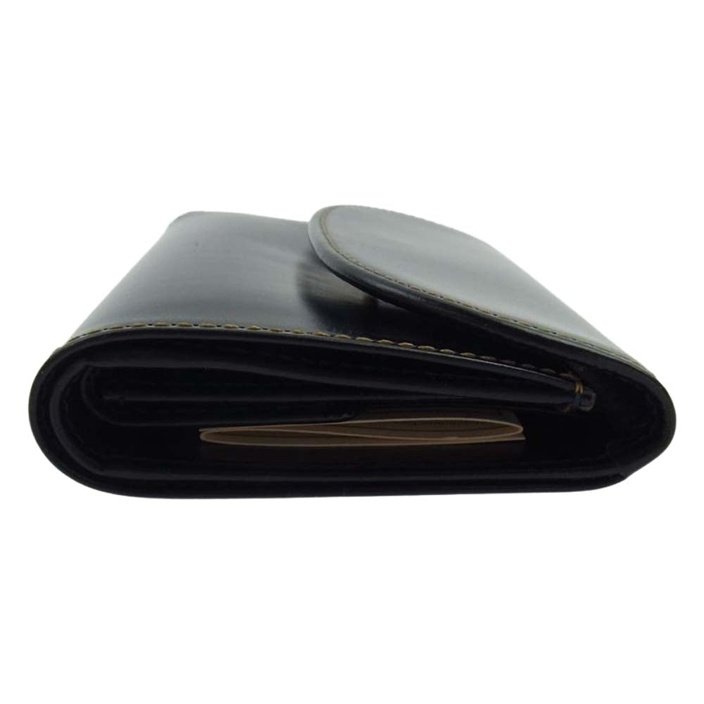 WHITE HOUSE COX ホワイトハウスコックス S7660 英国製 3FOLD WALLET BRIDLE NAVY ブライドル ネイビー 三つ折り財布 レザー ウォレット ダークネイビー系【美品】【中古】