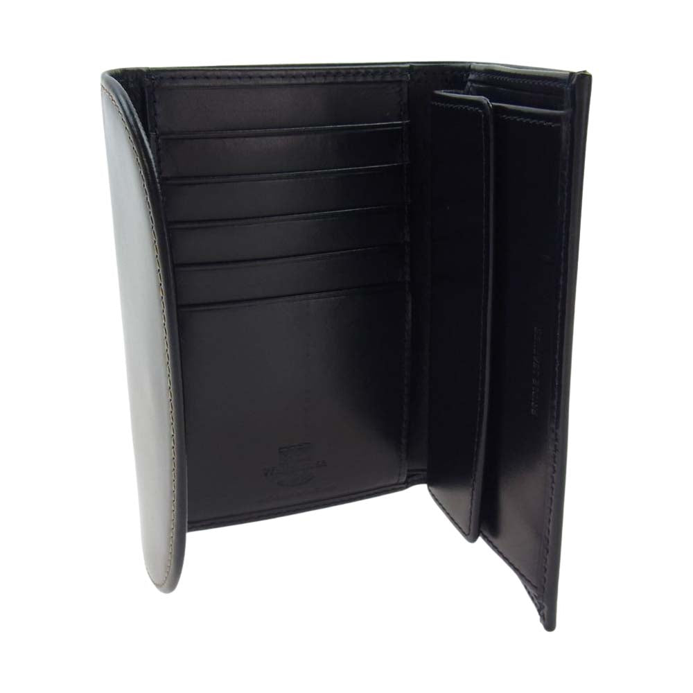 WHITE HOUSE COX ホワイトハウスコックス S7660 英国製 3FOLD WALLET BRIDLE NAVY ブライドル ネイビー 三つ折り財布 レザー ウォレット ダークネイビー系【美品】【中古】