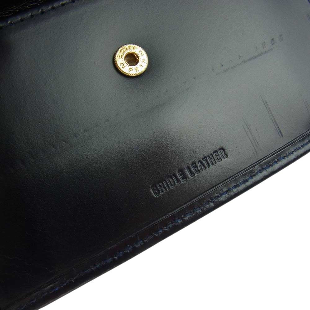 WHITE HOUSE COX ホワイトハウスコックス S7660 英国製 3FOLD WALLET BRIDLE NAVY ブライドル ネイビー 三つ折り財布 レザー ウォレット ダークネイビー系【美品】【中古】