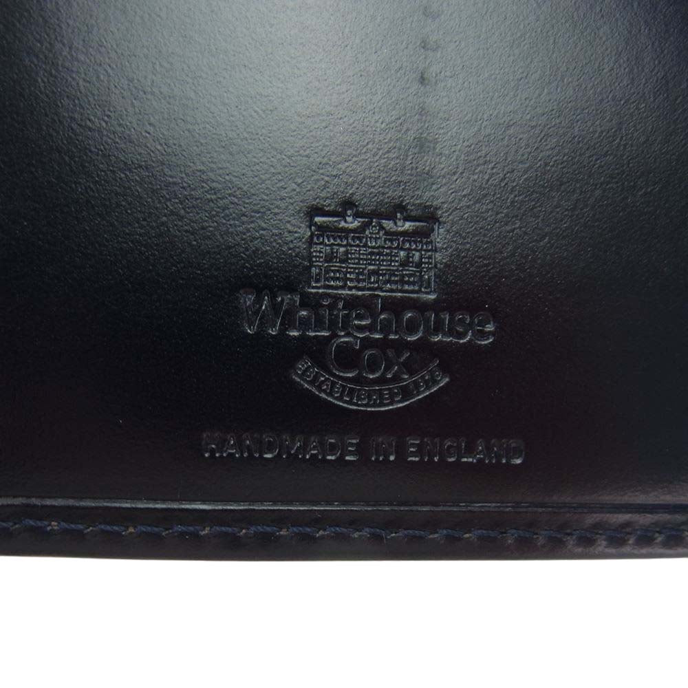WHITE HOUSE COX ホワイトハウスコックス S7660 英国製 3FOLD WALLET BRIDLE NAVY ブライドル ネイビー 三つ折り財布 レザー ウォレット ダークネイビー系【美品】【中古】