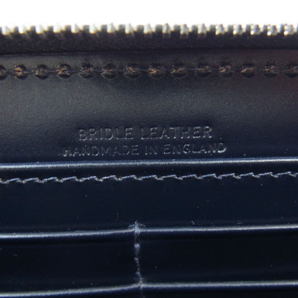 WHITE HOUSE COX ホワイトハウスコックス S2622-6 英国製 BRIDLE NAVY ブライドル ネイビー レザー ラウンドファスナー ロングウォレット 長財布 ダークネイビー系【極上美品】【中古】