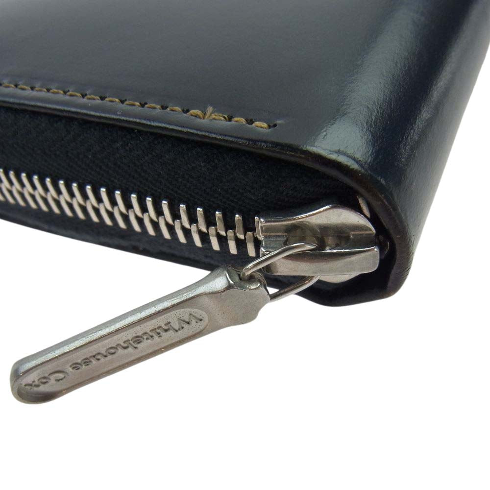 WHITE HOUSE COX ホワイトハウスコックス S2622-6 英国製 BRIDLE NAVY ブライドル ネイビー レザー ラウンドファスナー ロングウォレット 長財布 ダークネイビー系【極上美品】【中古】
