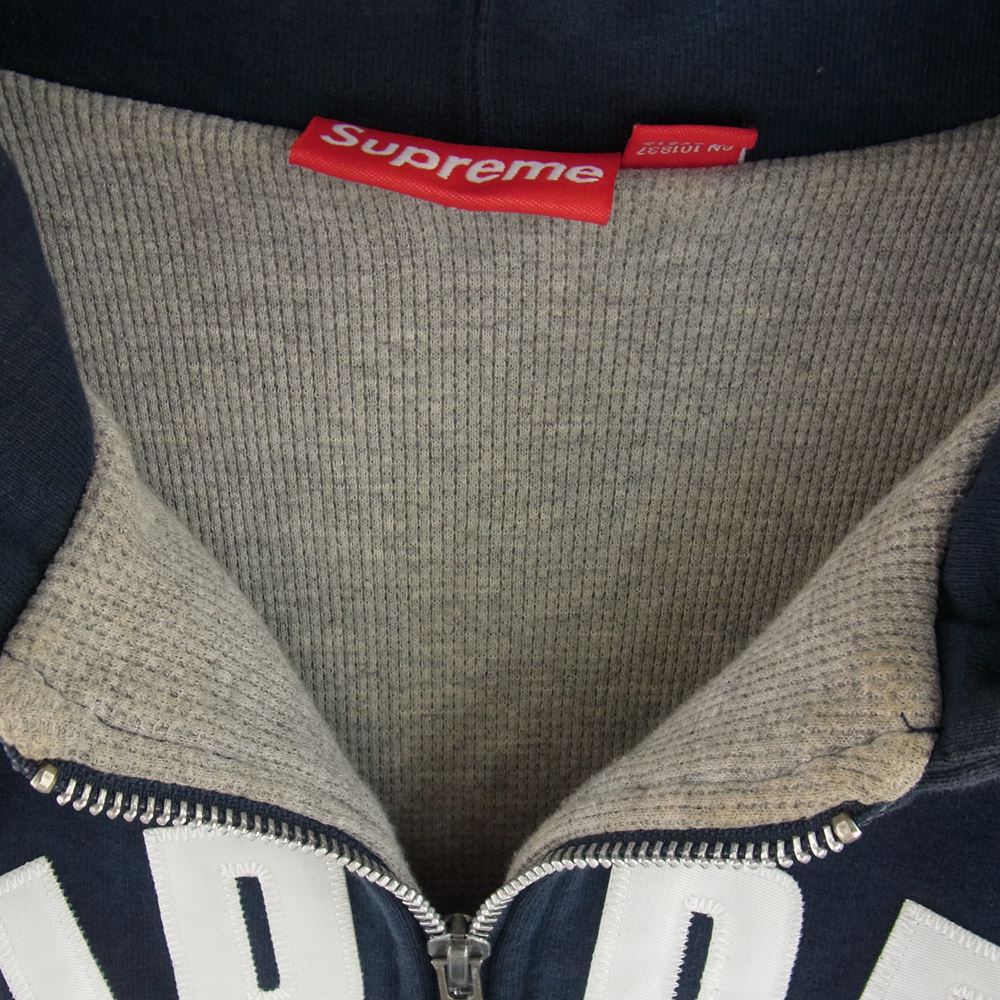 Supreme シュプリーム Arc Logo Thermal Zip Up アーチロゴ サーマル ジップアップ スウェット パーカー ネイビー系 M【中古】