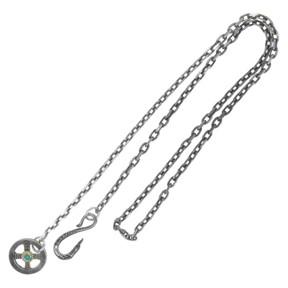 タディアンドキング イーグル フック ＆ レギュラーホイール 金縄ターコイズ付き チェーン ネックレス シルバー系【中古】