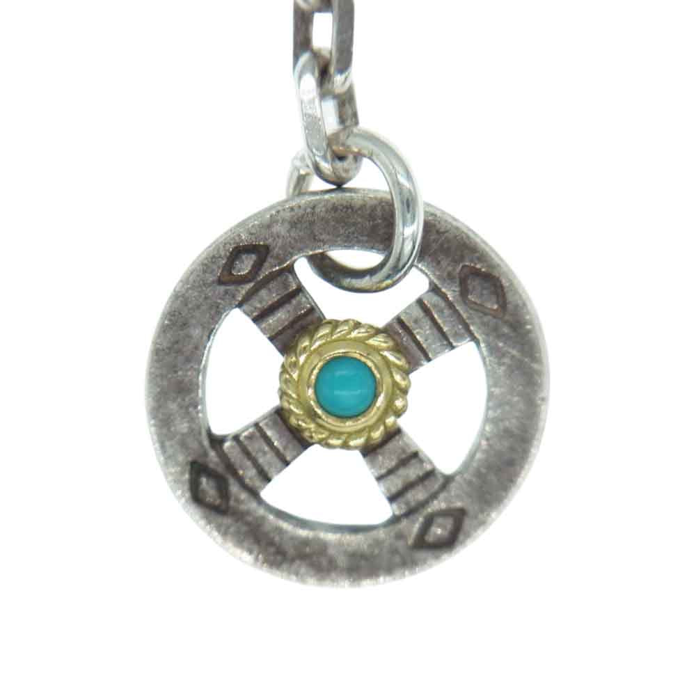 タディアンドキング イーグル フック ＆ レギュラーホイール 金縄ターコイズ付き チェーン ネックレス シルバー系【中古】