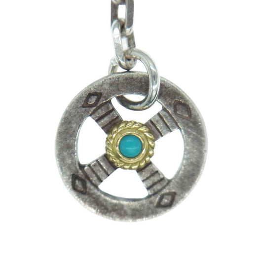 タディアンドキング イーグル フック ＆ レギュラーホイール 金縄ターコイズ付き チェーン ネックレス シルバー系【中古】