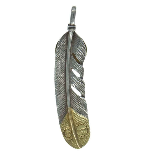 タディアンドキング tkgh-053 ハートK18フェザー 剣先K18 上金 先金 特大 ペンダントトップ  ゴールド系【中古】