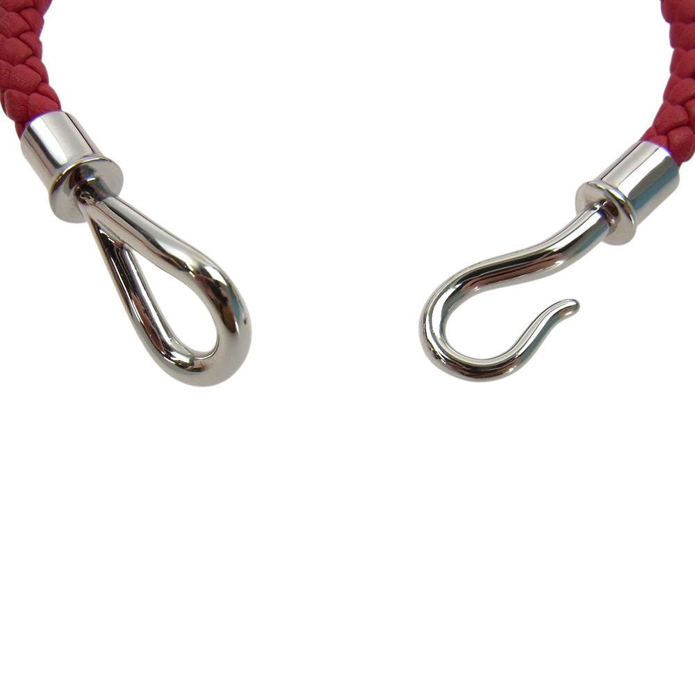 HERMES エルメス レザー 編み込み ジャンボ ブレスレット レッド系【極上美品】【中古】