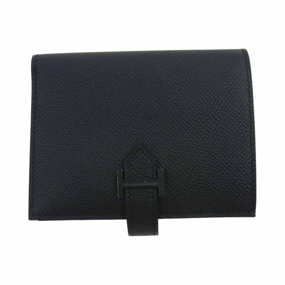 HERMES エルメス ベアン コンパクト U刻印 ヴォーエプソン 二つ折り 財布 ウォレット ブラック系【新古品】【未使用】【中古】