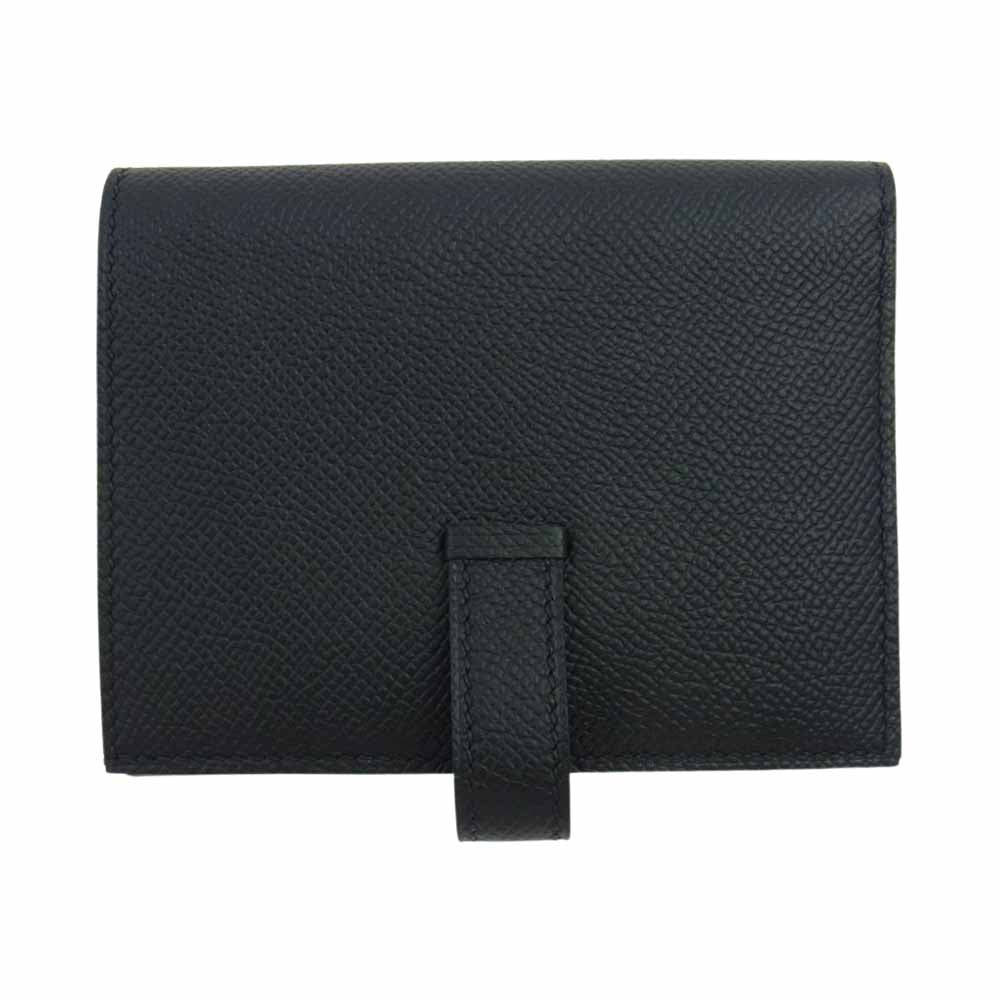 HERMES エルメス ベアン コンパクト U刻印 ヴォーエプソン 二つ折り 財布 ウォレット ブラック系【新古品】【未使用】【中古】