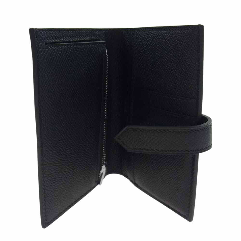 HERMES エルメス ベアン コンパクト U刻印 ヴォーエプソン 二つ折り 財布 ウォレット ブラック系【新古品】【未使用】【中古】