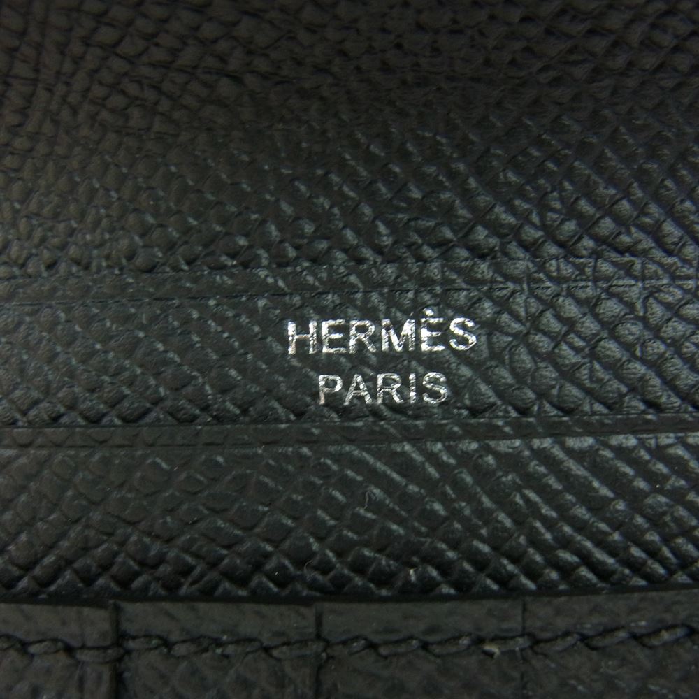 HERMES エルメス ベアン コンパクト U刻印 ヴォーエプソン 二つ折り 財布 ウォレット ブラック系【新古品】【未使用】【中古】