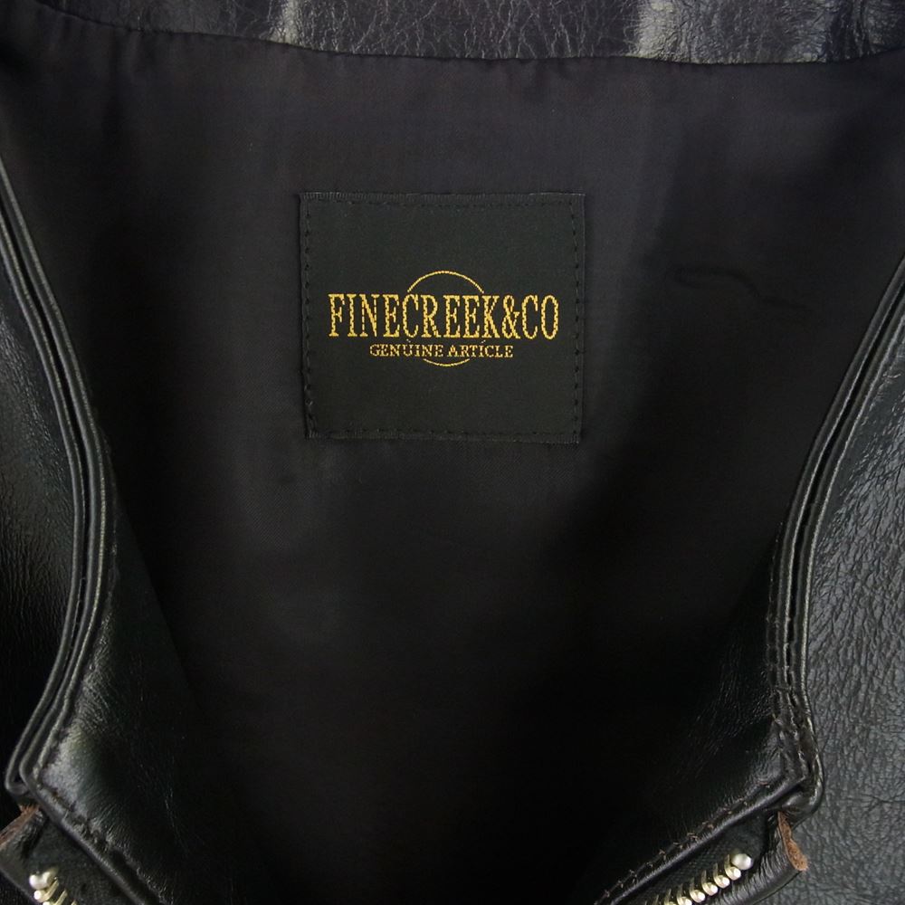 FINE CREEK LEATHERS ファインクリークレザー BUD バド 茶芯 ホースハイド レザー ライダース ジャケット ブラック系 ダークブラウン系 42【美品】【中古】