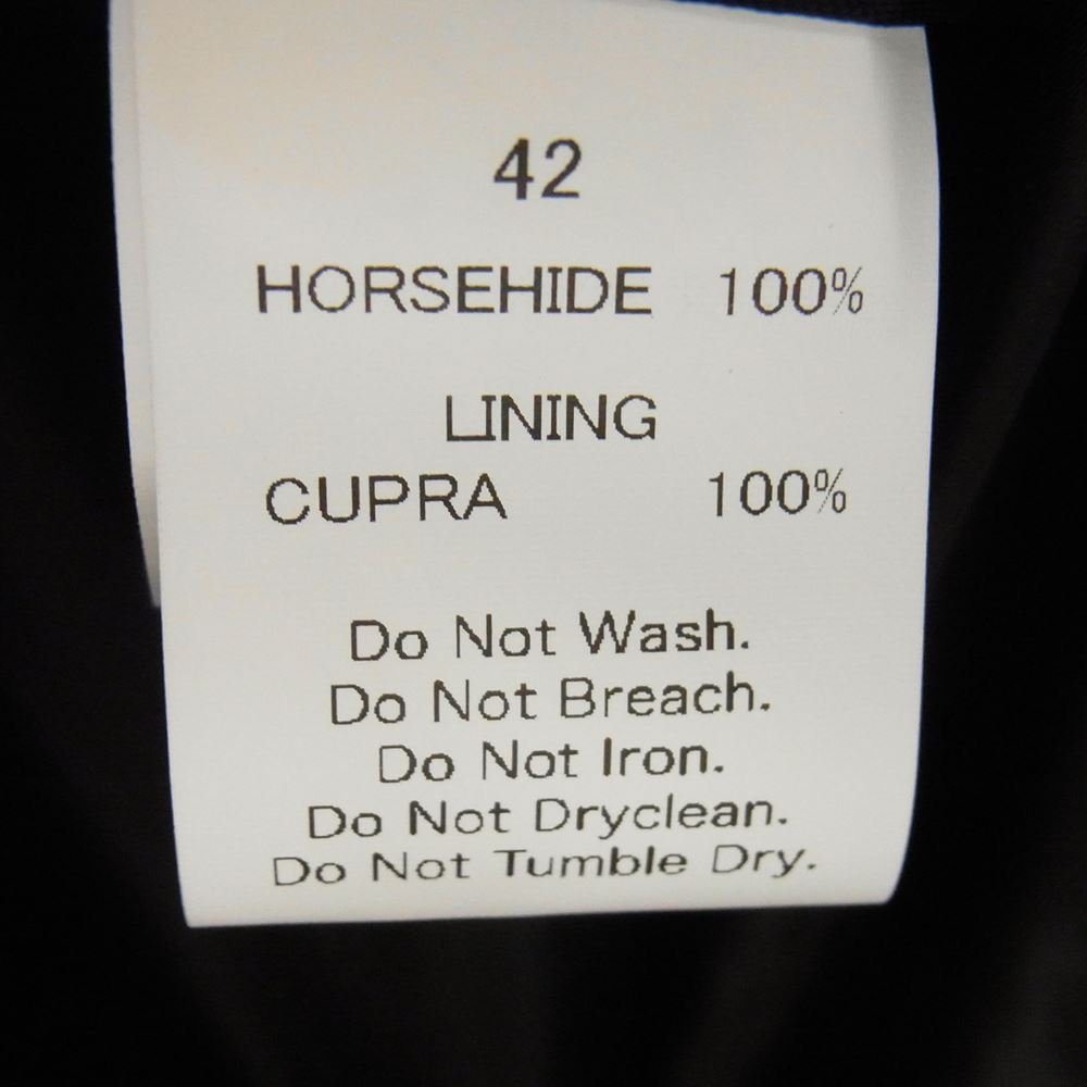 FINE CREEK LEATHERS ファインクリークレザー BUD バド 茶芯 ホースハイド レザー ライダース ジャケット ブラック系 ダークブラウン系 42【美品】【中古】