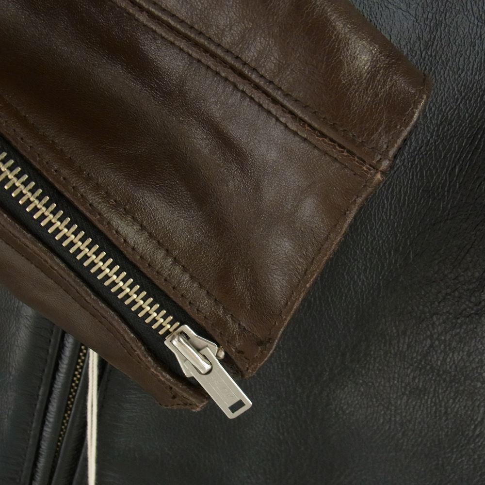 FINE CREEK LEATHERS ファインクリークレザー BUD バド 茶芯 ホースハイド レザー ライダース ジャケット ブラック系 ダークブラウン系 42【美品】【中古】
