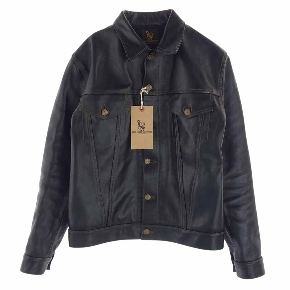 FINE CREEK LEATHERS ファインクリークレザー FCJK003 Hampton ハンプトン 茶芯 ホースハイド 3rd Type レザー ジャケット ブラック系 40【美品】【中古】