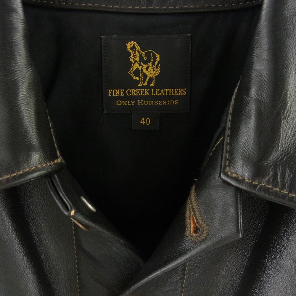 FINE CREEK LEATHERS ファインクリークレザー FCJK003 Hampton ハンプトン 茶芯 ホースハイド 3rd Type レザー ジャケット ブラック系 40【美品】【中古】