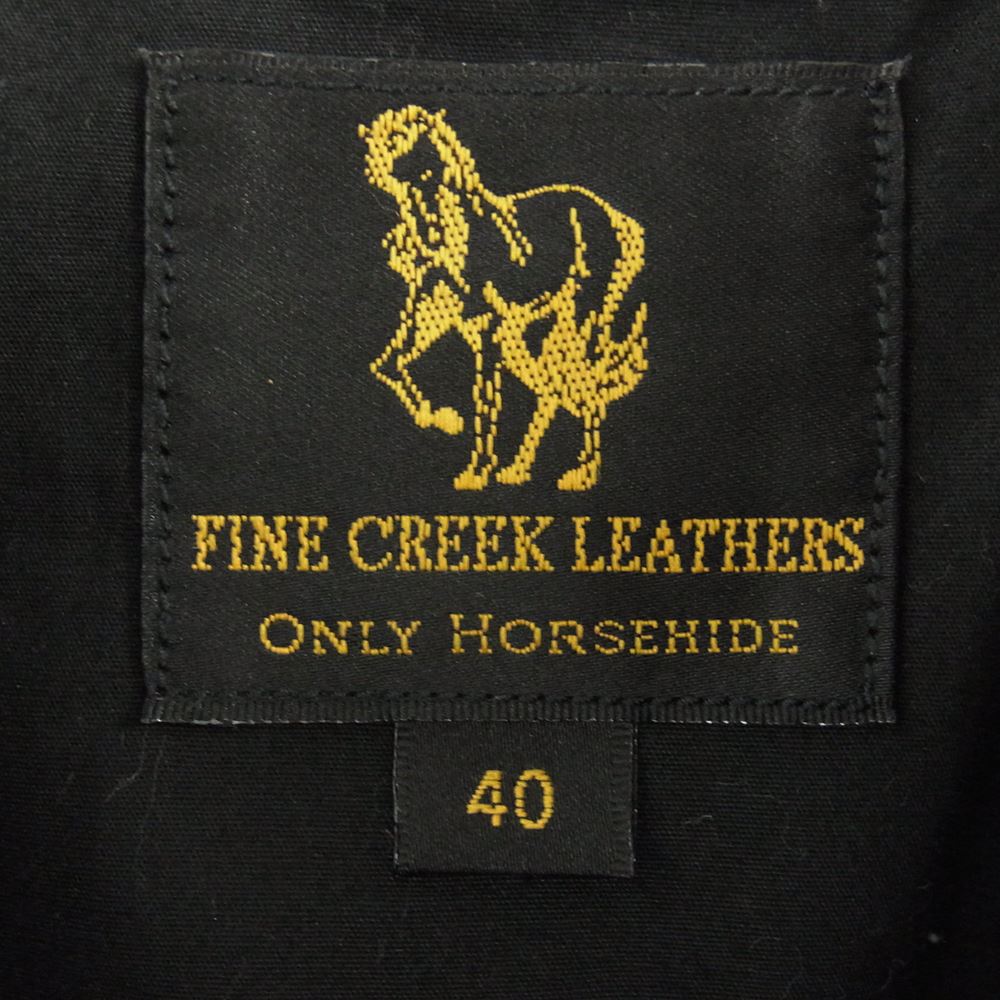 FINE CREEK LEATHERS ファインクリークレザー FCJK003 Hampton ハンプトン 茶芯 ホースハイド 3rd Type レザー ジャケット ブラック系 40【美品】【中古】