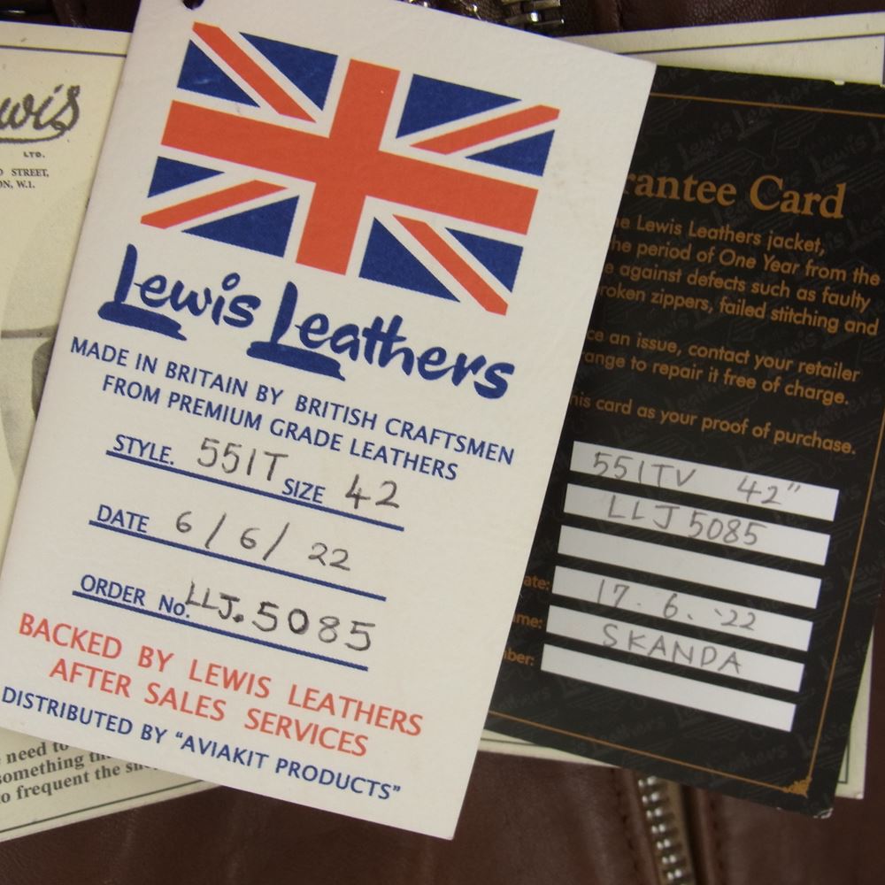 Lewis Leathers ルイスレザー 551T DOMINATOR TIGHT FIT ドミネーター タイトフィット シープスキン ライトブラウン ライダース ジャケット ブラウン系 42【美品】【中古】