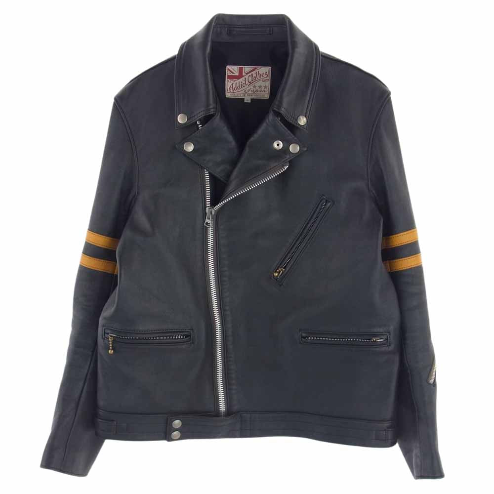 ADDICT CLOTHES アディクトクローズ AD03 BRITISH ASYMMETRY JACKET 富山店5周年記念限定 シープスキン レザージャケット ダークネイビー ダークネイビー系 40【中古】