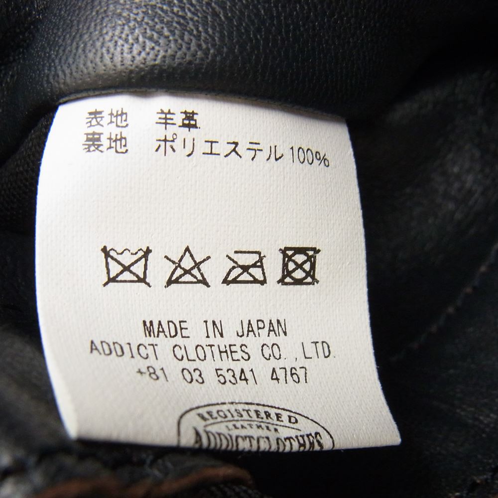 ADDICT CLOTHES アディクトクローズ AD03 BRITISH ASYMMETRY JACKET 富山店5周年記念限定 シープスキン レザージャケット ダークネイビー ダークネイビー系 40【中古】