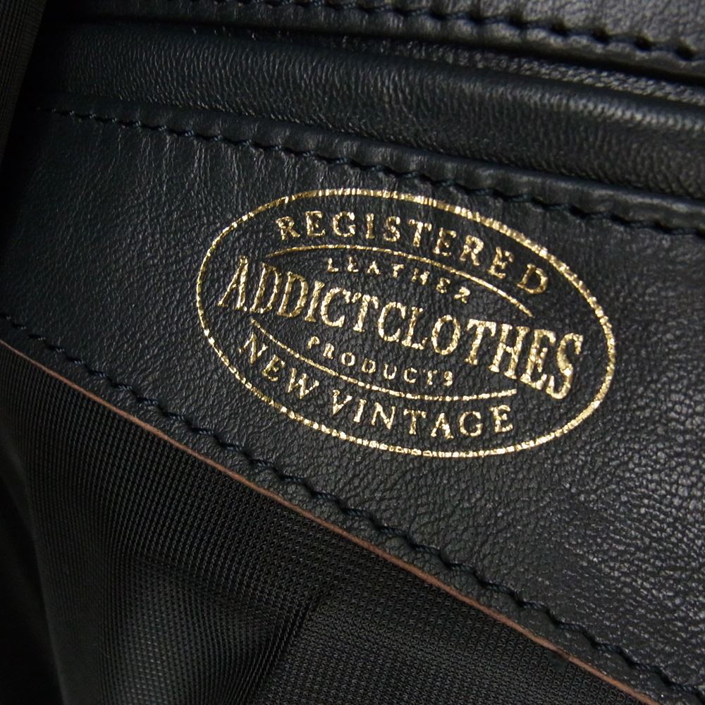 ADDICT CLOTHES アディクトクローズ AD03 BRITISH ASYMMETRY JACKET 富山店5周年記念限定 シープスキン レザージャケット ダークネイビー ダークネイビー系 40【中古】