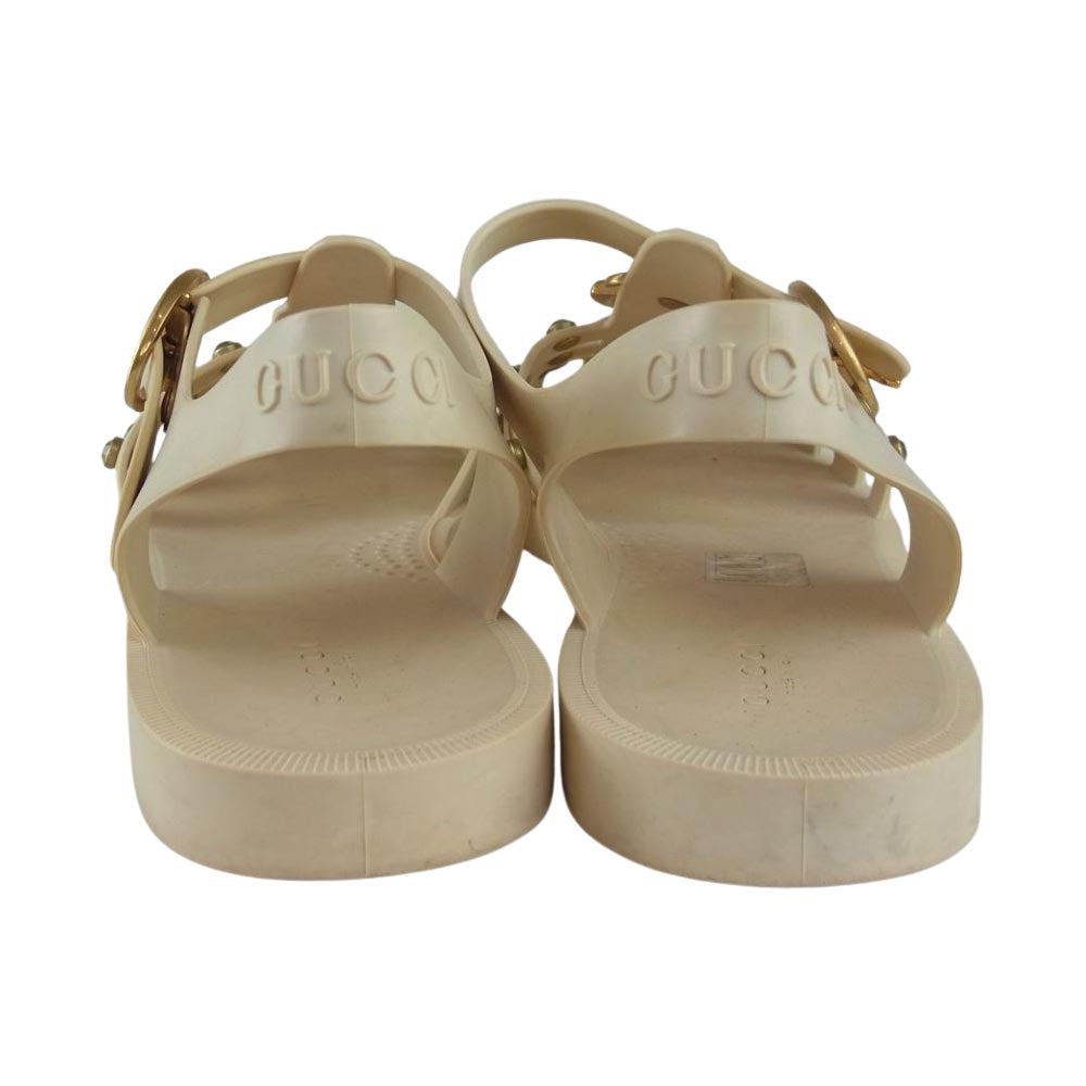GUCCI グッチ IBS92 0119 GGロゴ ラインストーン グルカサンダル ベージュ系 37【中古】