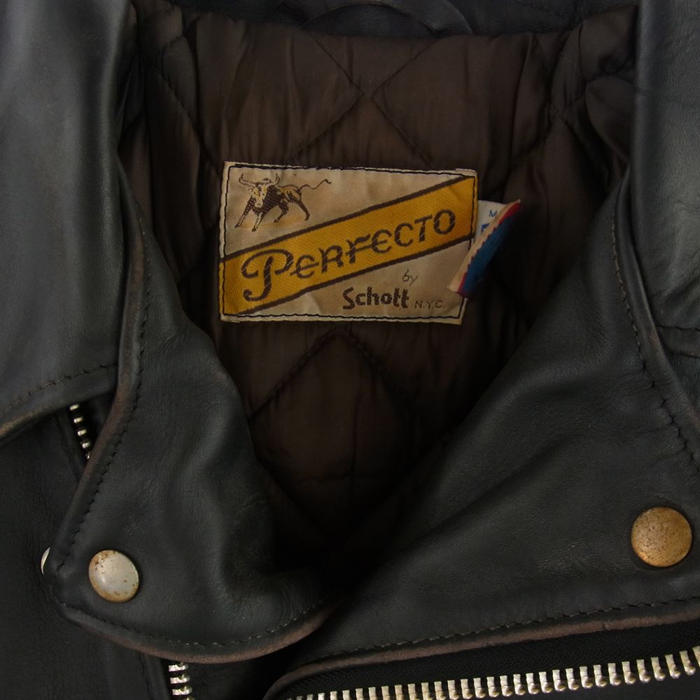 schott ショット 618NS 70s 牛タグ後期 ワンスター ダブル ライダースジャケット ブラック系 40【中古】