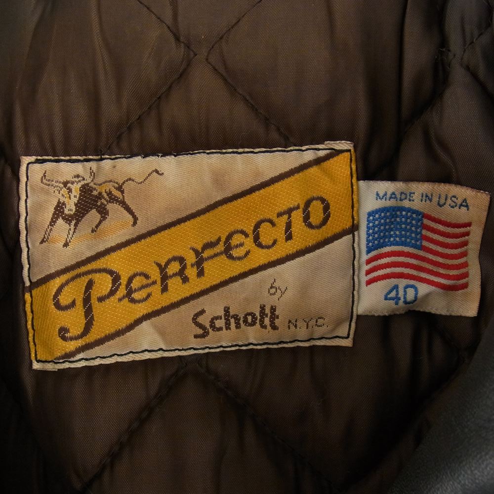 schott ショット 618NS 70s 牛タグ後期 ワンスター ダブル ライダースジャケット ブラック系 40【中古】