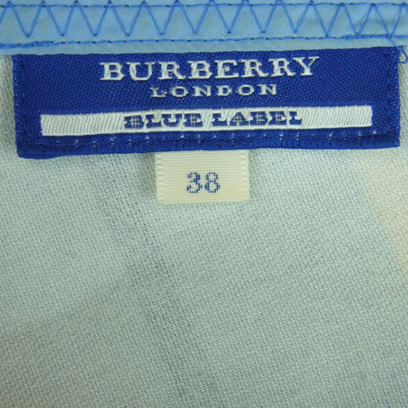 BURBERRY BLUE LABEL バーバリーブルーレーベル FM518-136 ノースリーブ ボーダー ワンピース ライトブルー系 38【中古】
