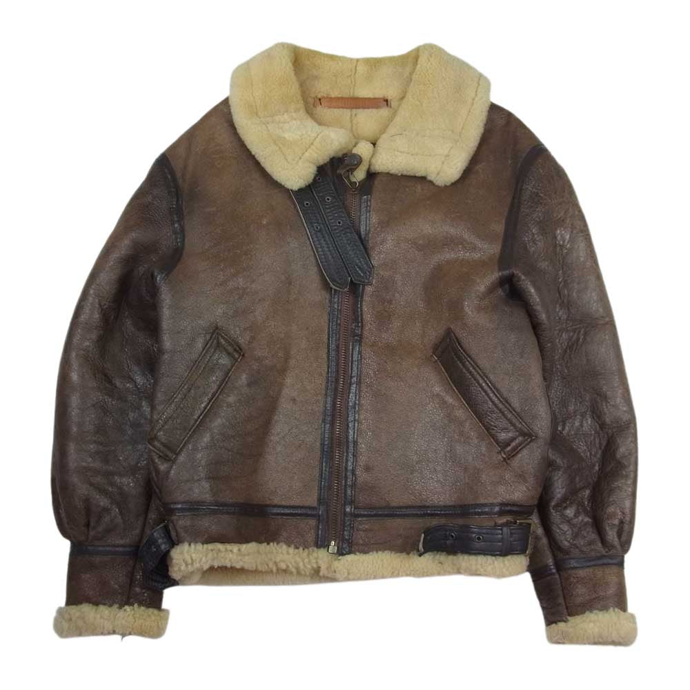 AVIREX アヴィレックス AC-17755 B-3 シープスキン ムートン フライト ジャケット ブラウン系 42【中古】
