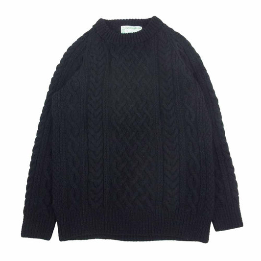INVERALLAN インバーアラン 緑タグ 1A スコットランド製 ウール フィッシャーマン ニット ブラック系【中古】