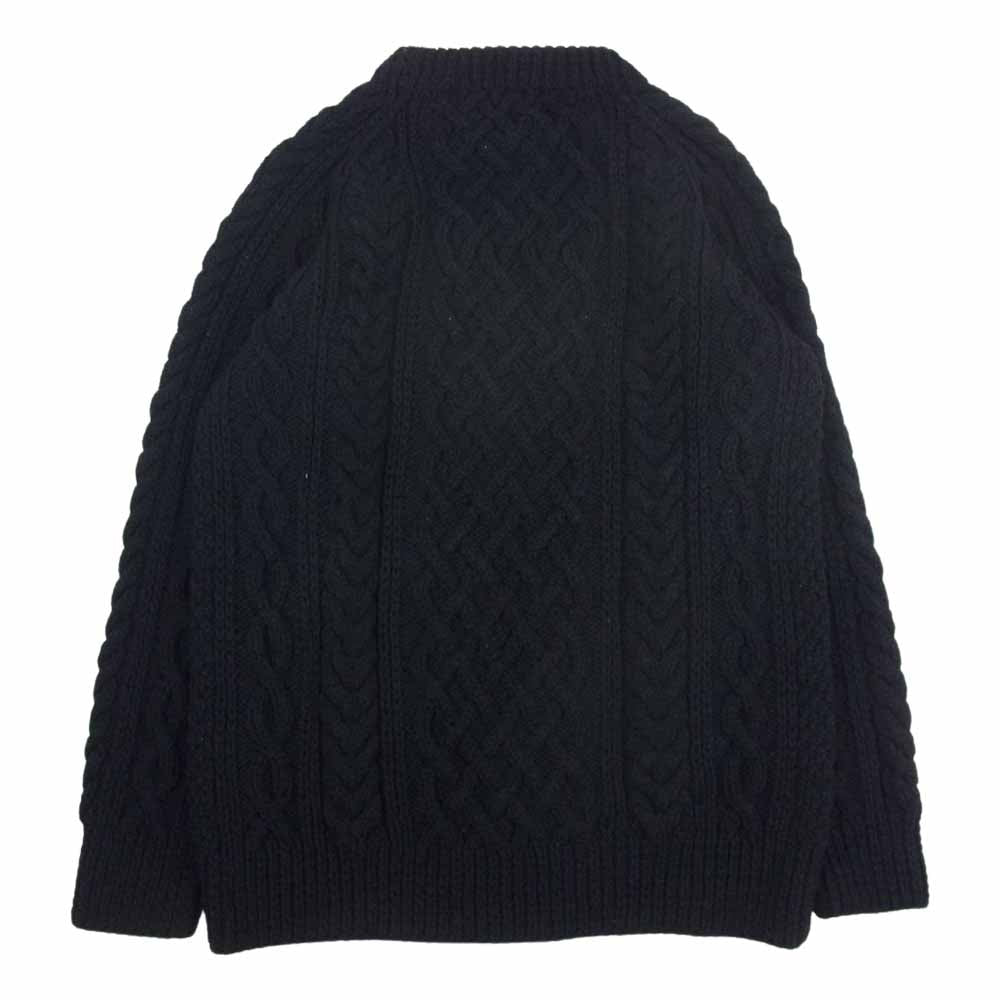 INVERALLAN インバーアラン 緑タグ 1A スコットランド製 ウール フィッシャーマン ニット ブラック系【中古】