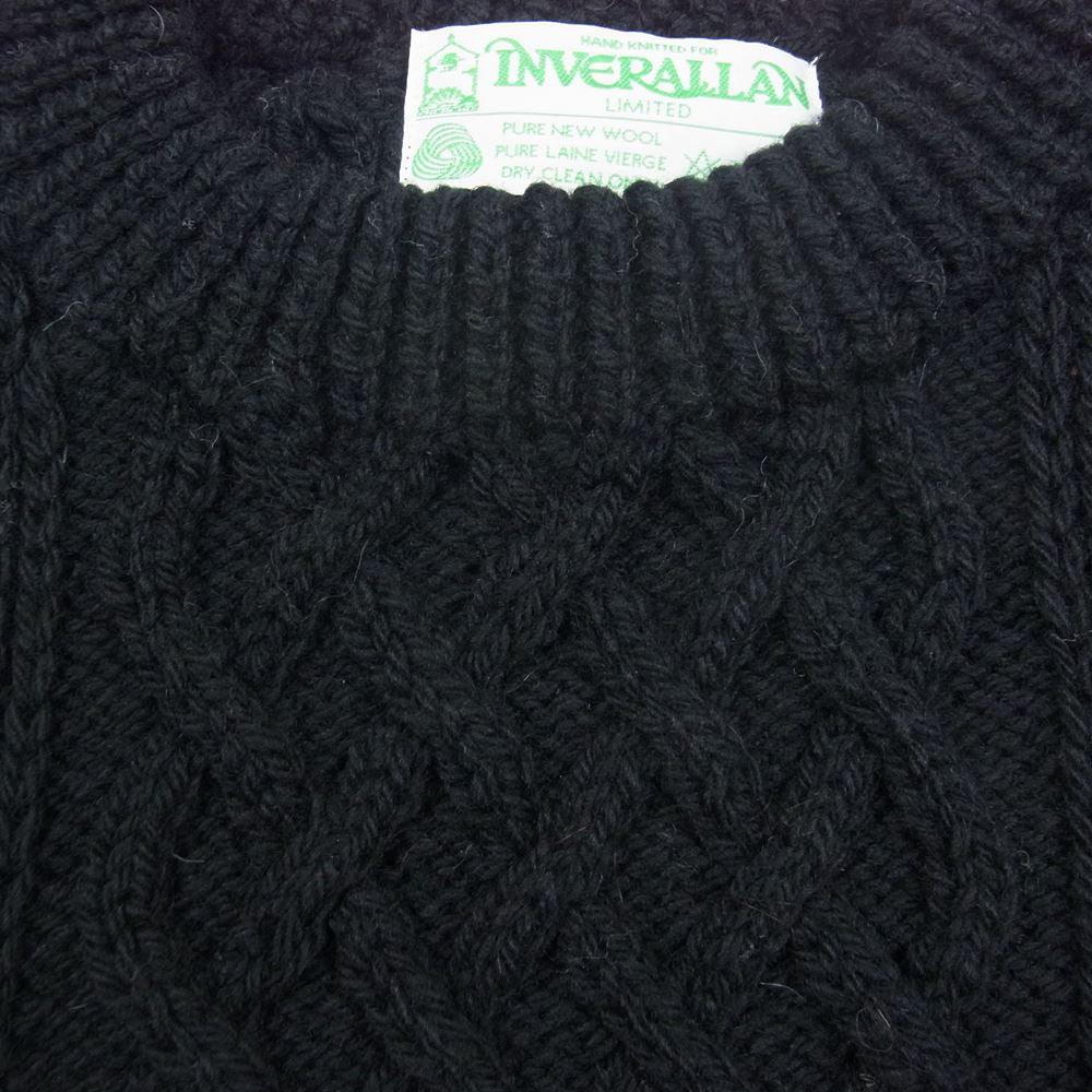 INVERALLAN インバーアラン 緑タグ 1A スコットランド製 ウール フィッシャーマン ニット ブラック系【中古】