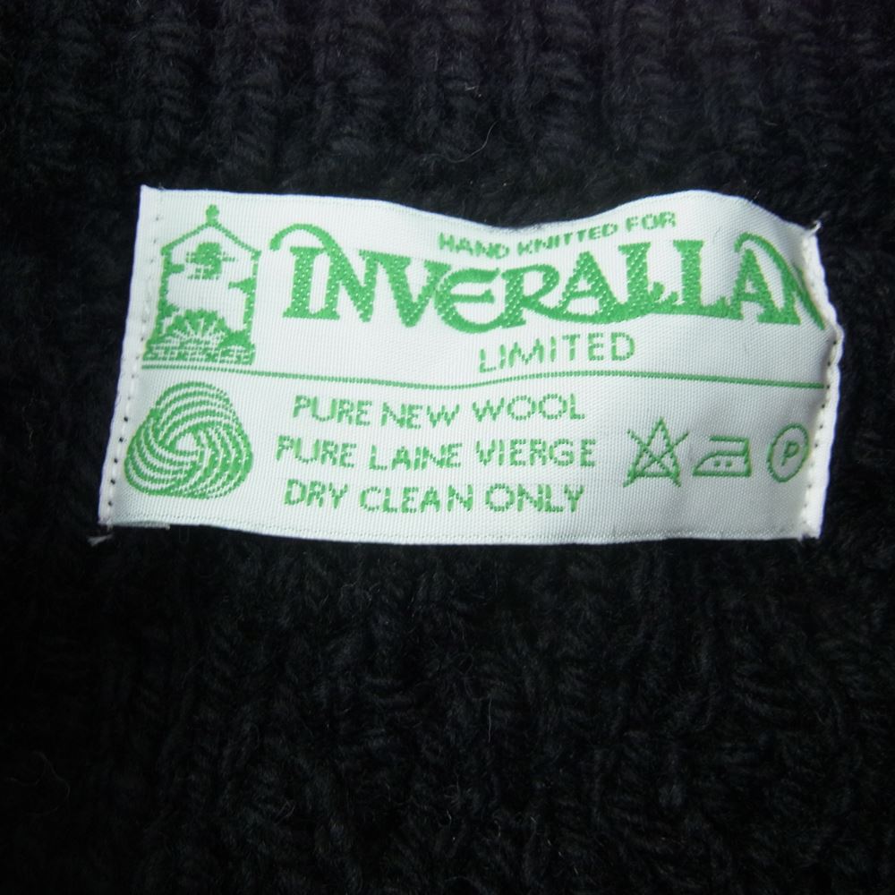 INVERALLAN インバーアラン 緑タグ 1A スコットランド製 ウール フィッシャーマン ニット ブラック系【中古】
