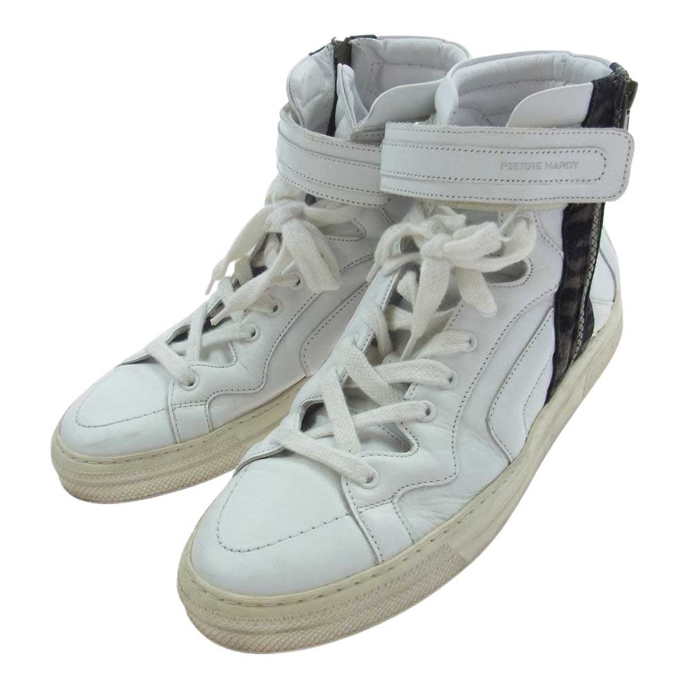 PIERRE HARDY ピエールアルディ ハイトップ サイド ジップ ハイカット スニーカー ホワイト系 41【中古】