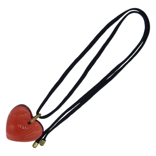 バカラ　 ハート クリスタル ガラス ネックレス レッド系【中古】