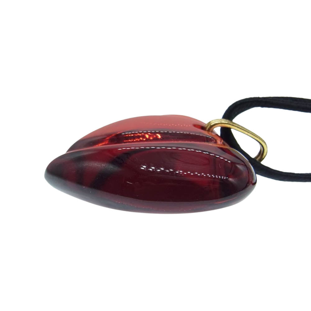 バカラ　 ハート クリスタル ガラス ネックレス レッド系【中古】