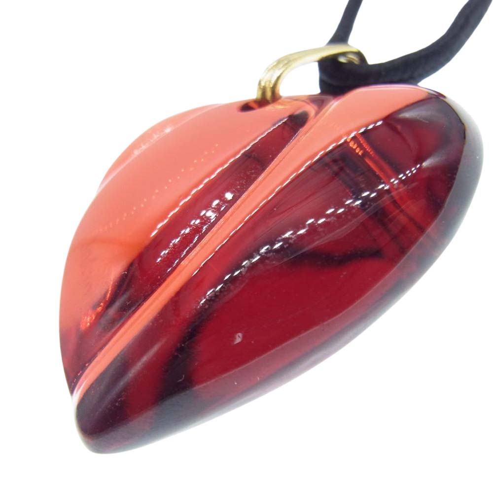 バカラ　 ハート クリスタル ガラス ネックレス レッド系【中古】