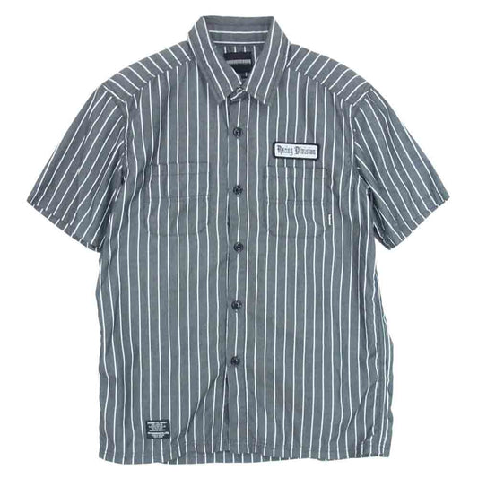 NEIGHBORHOOD ネイバーフッド ARNH-SH-07 ストライプ ポケット ワッペン 半袖 シャツ グレー系 S【中古】