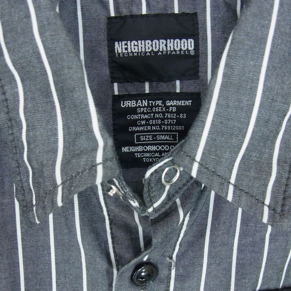 NEIGHBORHOOD ネイバーフッド ARNH-SH-07 ストライプ ポケット ワッペン 半袖 シャツ グレー系 S【中古】