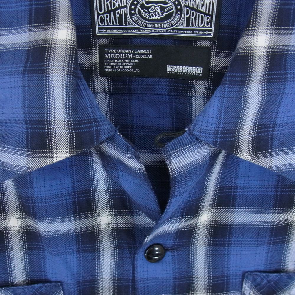 NEIGHBORHOOD ネイバーフッド チェック ポケット 半袖 シャツ ブルー系 M【中古】